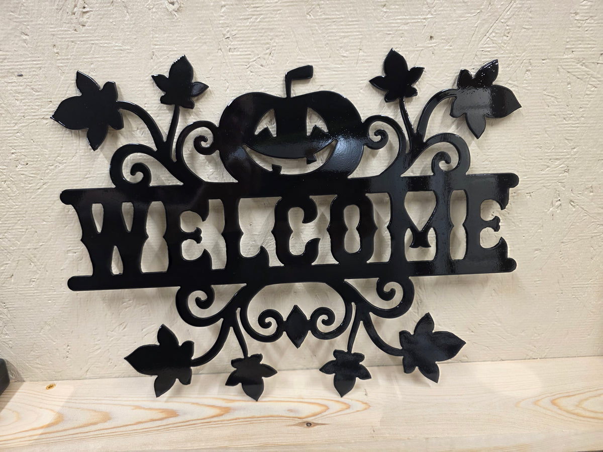 Decorative Welcome Sign with Pumpkin